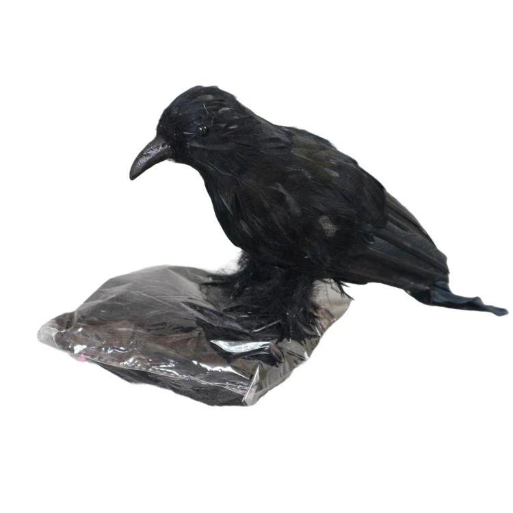 Black  feathered bird artificial foam   Halloween decoration simulation crow