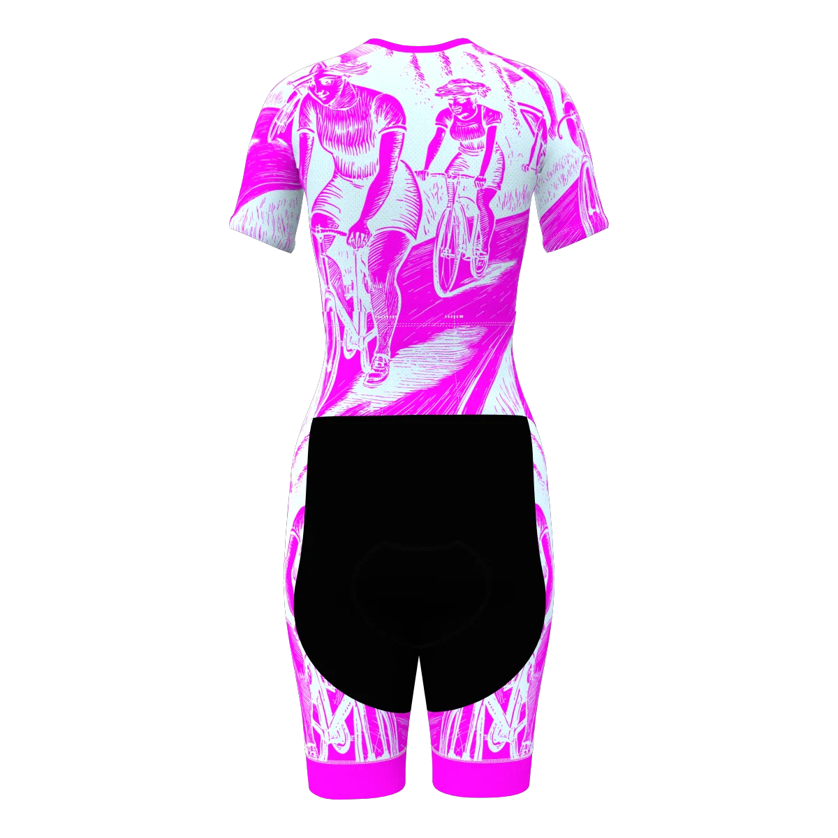 HIRBGOD Women Speed Tri Suit With Short Sleeve Speed Bicycle Set Aero fit suitable for Race Best 3D Pad Female Cycling One piece