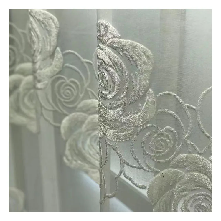 floral jacquard warp knit fabric curtains sheer for the living room home fabric