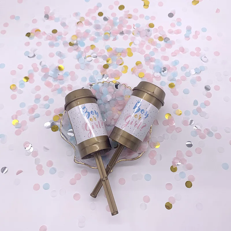Ручной фейерверк Push Pop Poppers мальчик или девочка пол Reveal конфетти Cannon для детской вечеринки Dec
