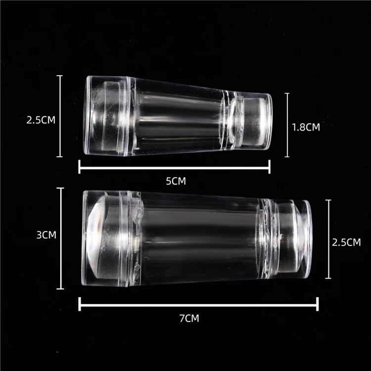 DIY Manicure Nail Art Tool 2 Sizes Double Head Transparent Stamp Manicure Tool Silicone Nail Art Stamper with Scraper