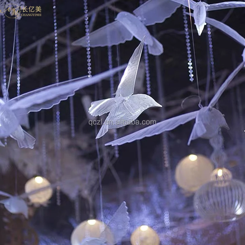 Iron Mesh Flying Bird Wedding Props Layout Pendant Window Decoration Wedding Site Ceiling Decoration