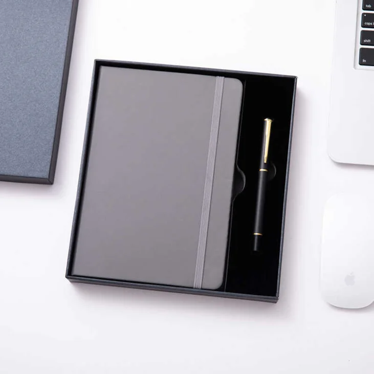A5 Hard Cover Pu Leather Notebook Set with Pen with Custom Logo And box business gift set