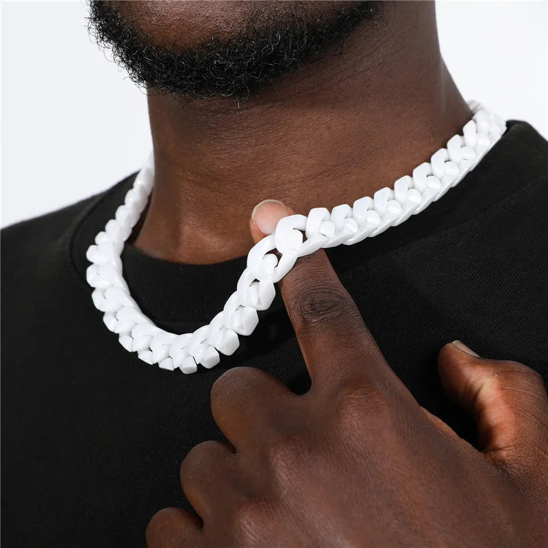 18K Gold Plated Black Ceramic Coated 12MM Think Chunky Stainless Steel Men Curb Cuban Chain for Men Boys