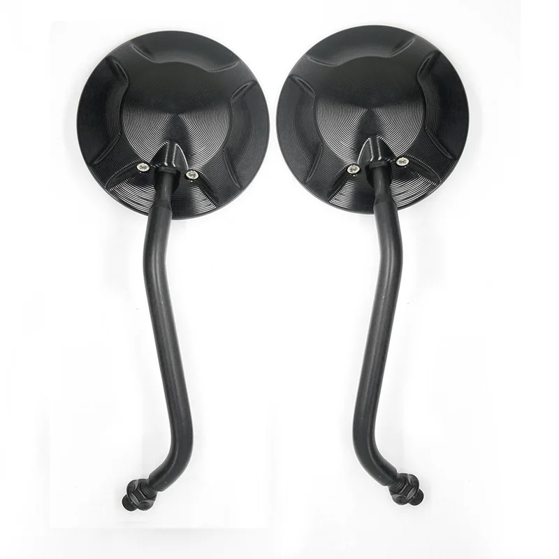 CNC Aluminum Black Convex Glass Round Motorcycle Rearview Mirrors