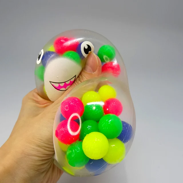 Clear Shark Rainbow Beads Squishy Slime Squishy Trendy Tpr Squeeze Toys With Color Beads