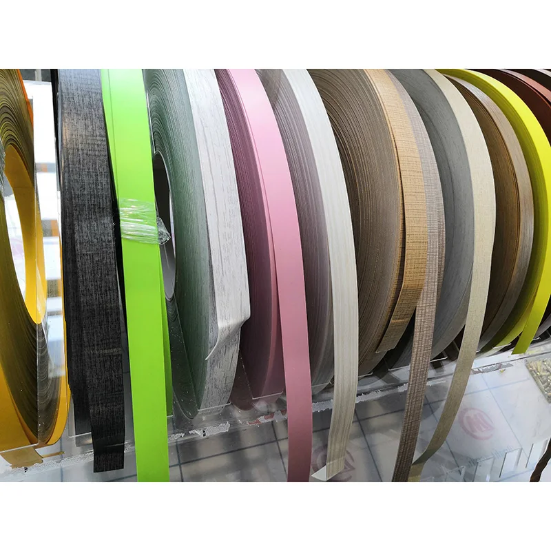 Pvc Edge Banding For Panel Furniture OEM 12mm 18mm 19mm 21mm Solid Woodgrain Glossy Metallic edge banding Tape