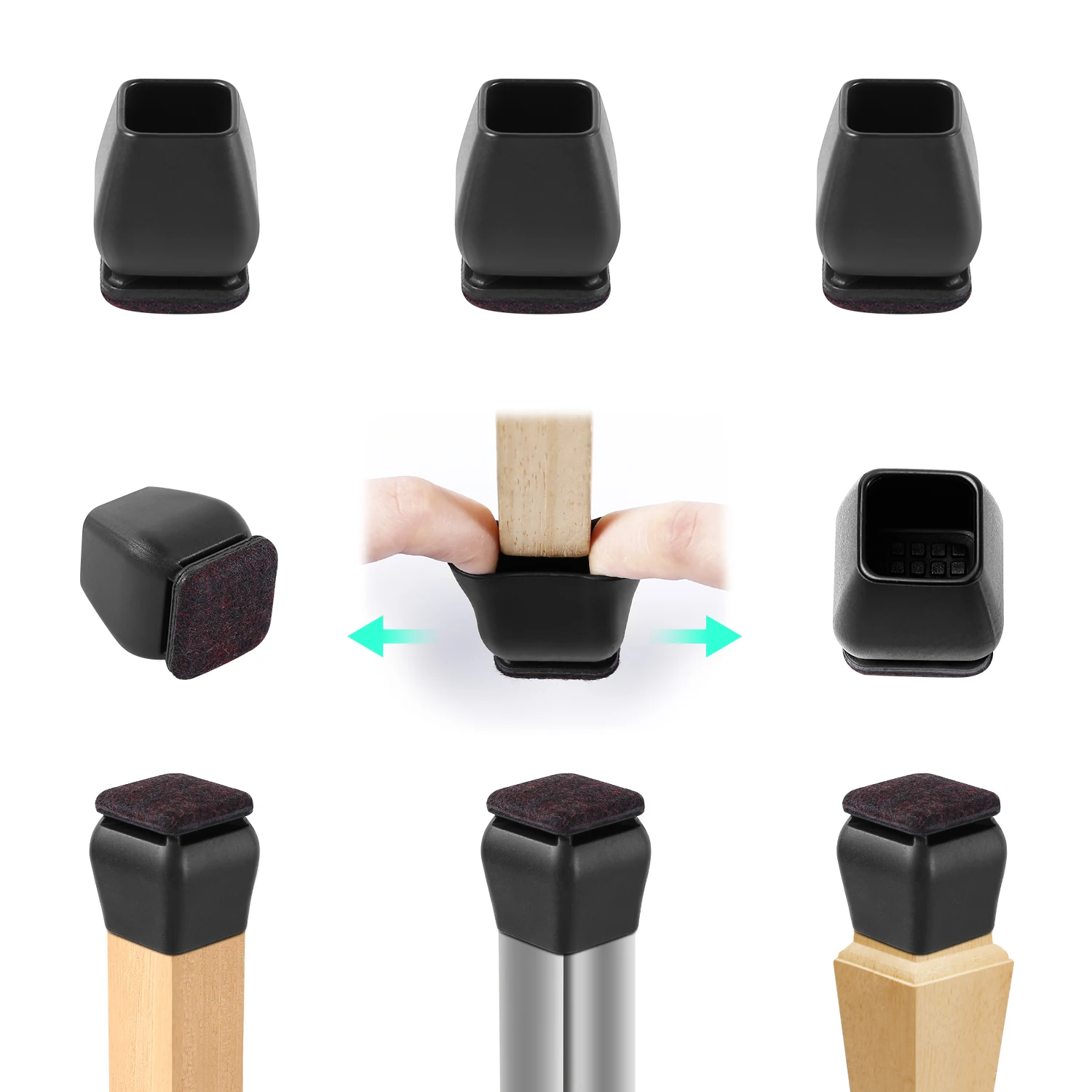 High Transparent Furniture Leg Caps Chair Leg Floor Protectors for Hardwood Made of Rubber with Felt Pad