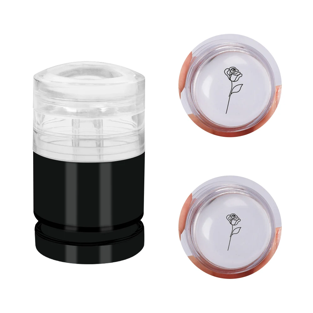 New Design Adjustable 4 Pattern Size Nail Stamping Tools Transparent Silicone Nail Art Stamp With Rotary stamper