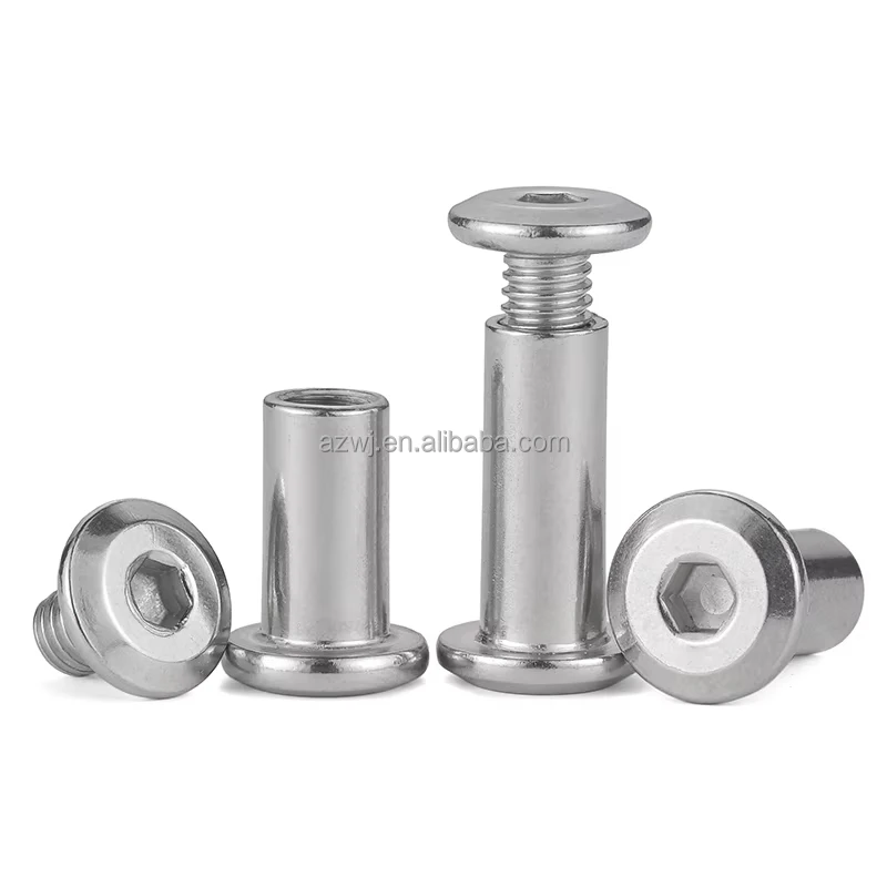 304 Stainless Steel Carbon Steel Brass Post Binding Screws Leather Fastener Hex Socket Chicago Screw