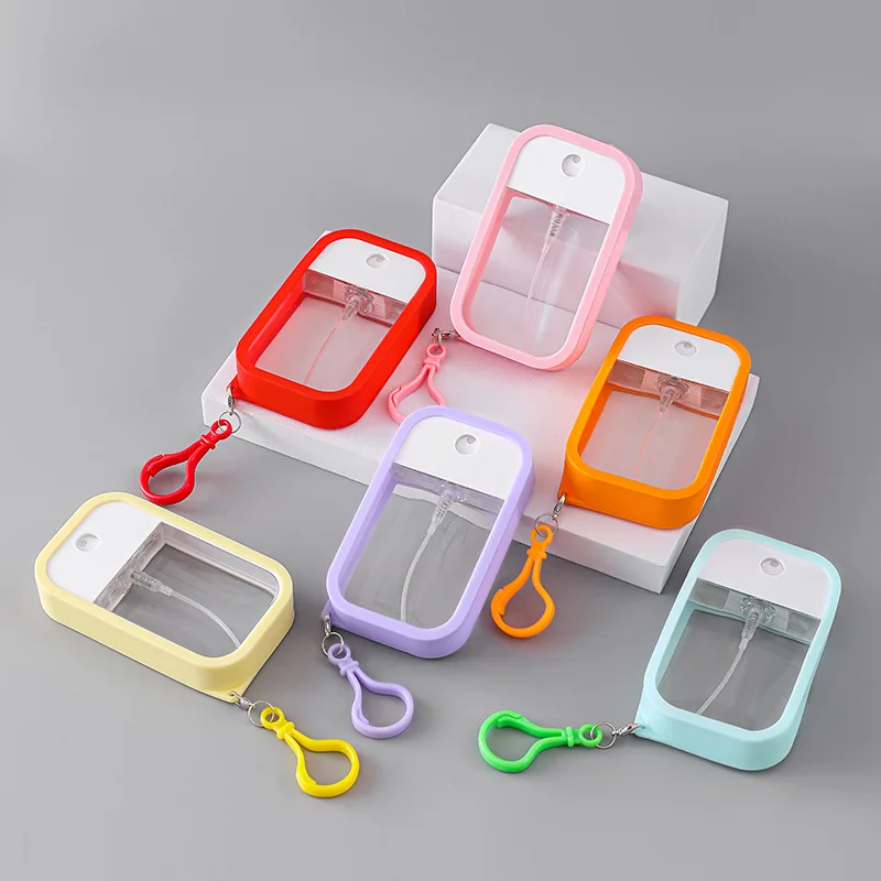 Custom 35ml 45ml 50ml PET Empty Cosmetic Perfume Bottle Plastic Credit Card Perfume Spray Bottle with Key Chain