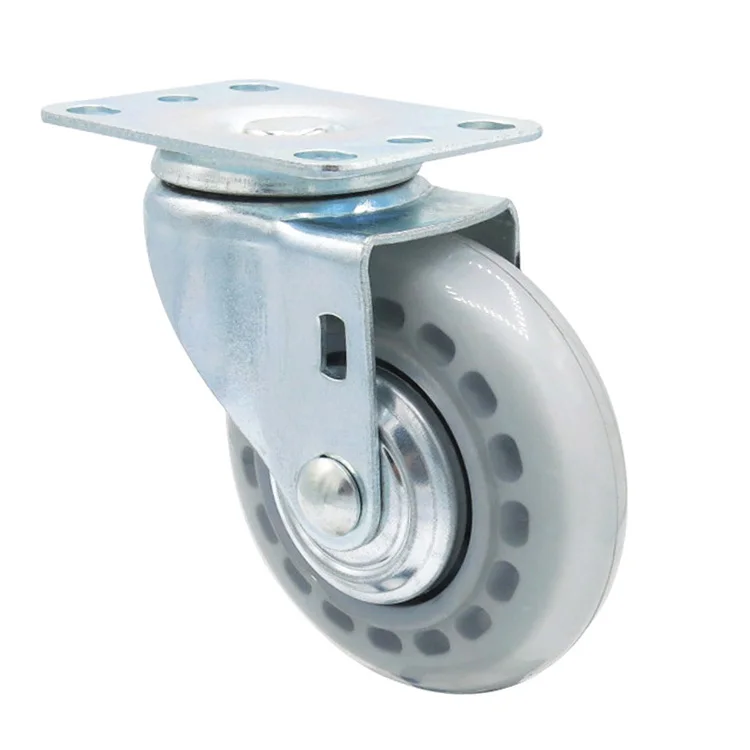 4 inch mute transparent 100mm pu swivel caster wheel  for trolley cart