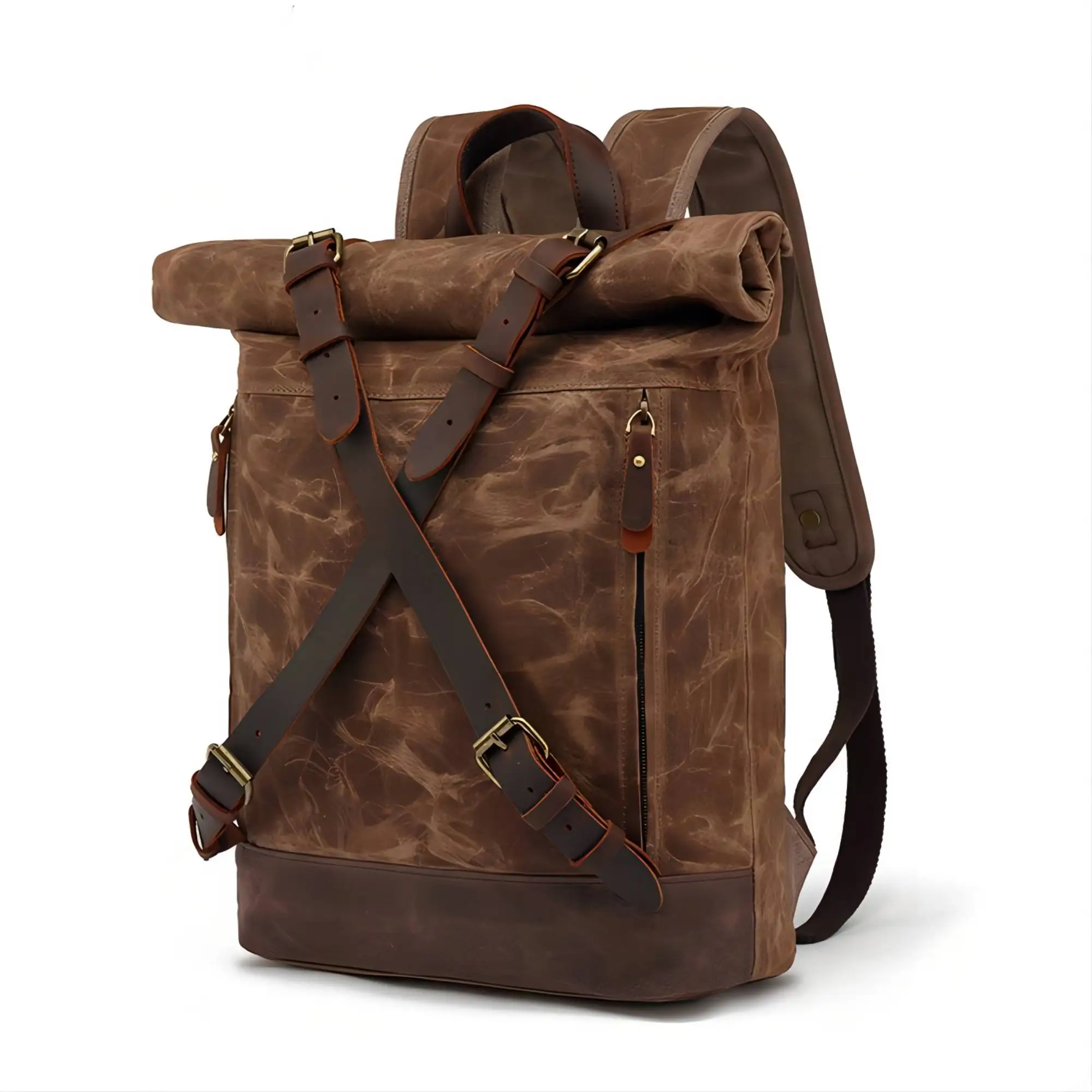 Strong Waxed Canvas Shoulder Backpack Bag Outdoor Waterproof Anti-theft Computer Bag Mountaineering Backpack
