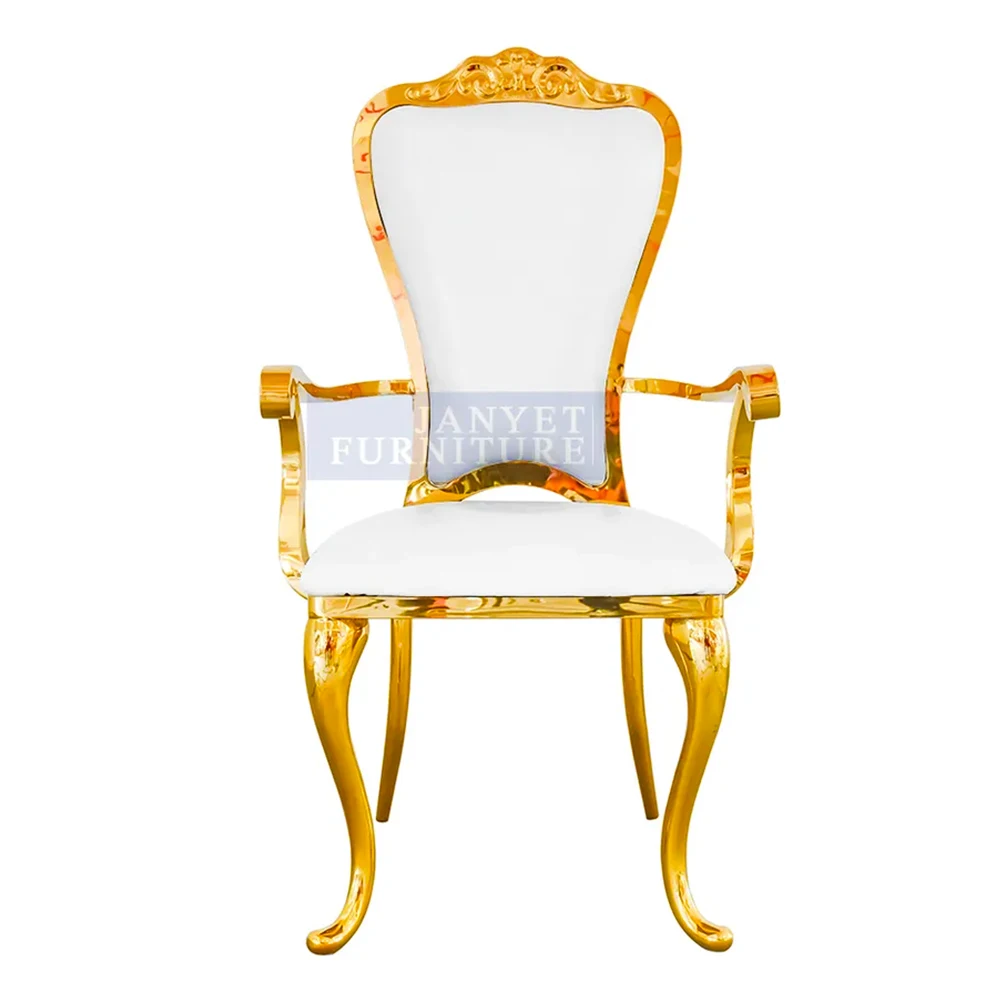 Hot Selling Wedding Event Armrest Gold Stainless Steel Chair On Sale