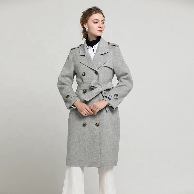 Women Woolen Long Cashmere Coats Jackets With Real Raccoon