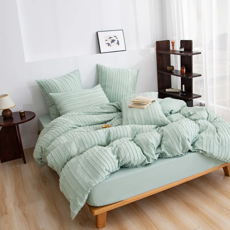 100 Cotton 24 Pieces Sheet & Pillowcase Wholesale Linen Bedding Duvet Set Hotels, Schools With Quilt