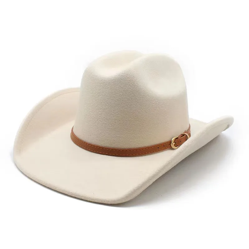 Wholesale custom western felt cowboy hat unisex retro high quality designer wool cow boy fedora hat