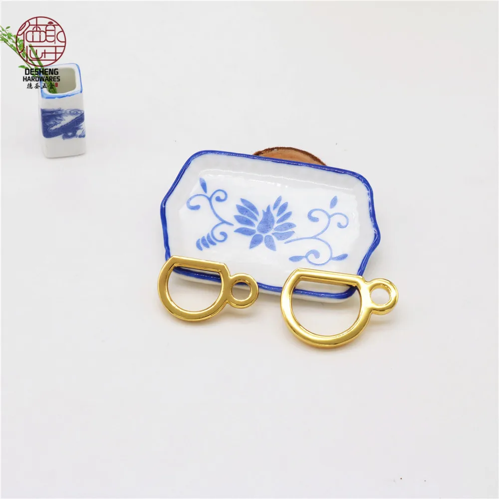High-grade luggage accessories Thickened teacup shape double ring D buckle hanging accessories Pendant plated double D buckle