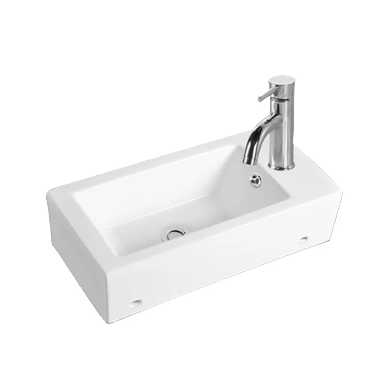 Popular high quality small bathroom sink white wall hung corner basin ceramic wash basin