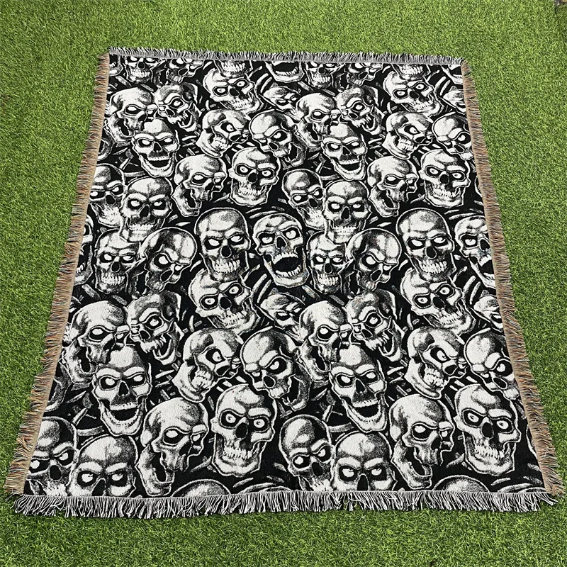 Manufacturer Quick Customization Logo  Tapestry Woven Polyester +Cotton Blanket Halloween Tapestry Hoodie  Throw Woven Design