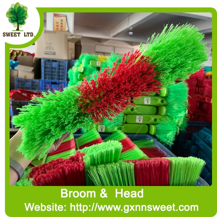 Indoor/Outdoor Plastic Broom with Wood Stick PVC & PET & PP Broom Dustpan Floor Cleaning & Sweeping broom for Home Use