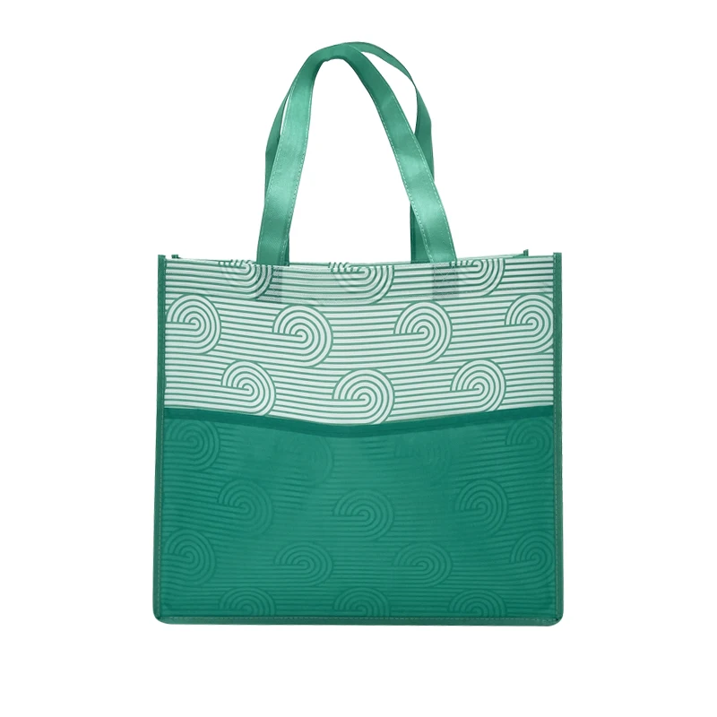 Hot selling custom eco recycled bags grocery promotional laminated non woven tote shopping bag