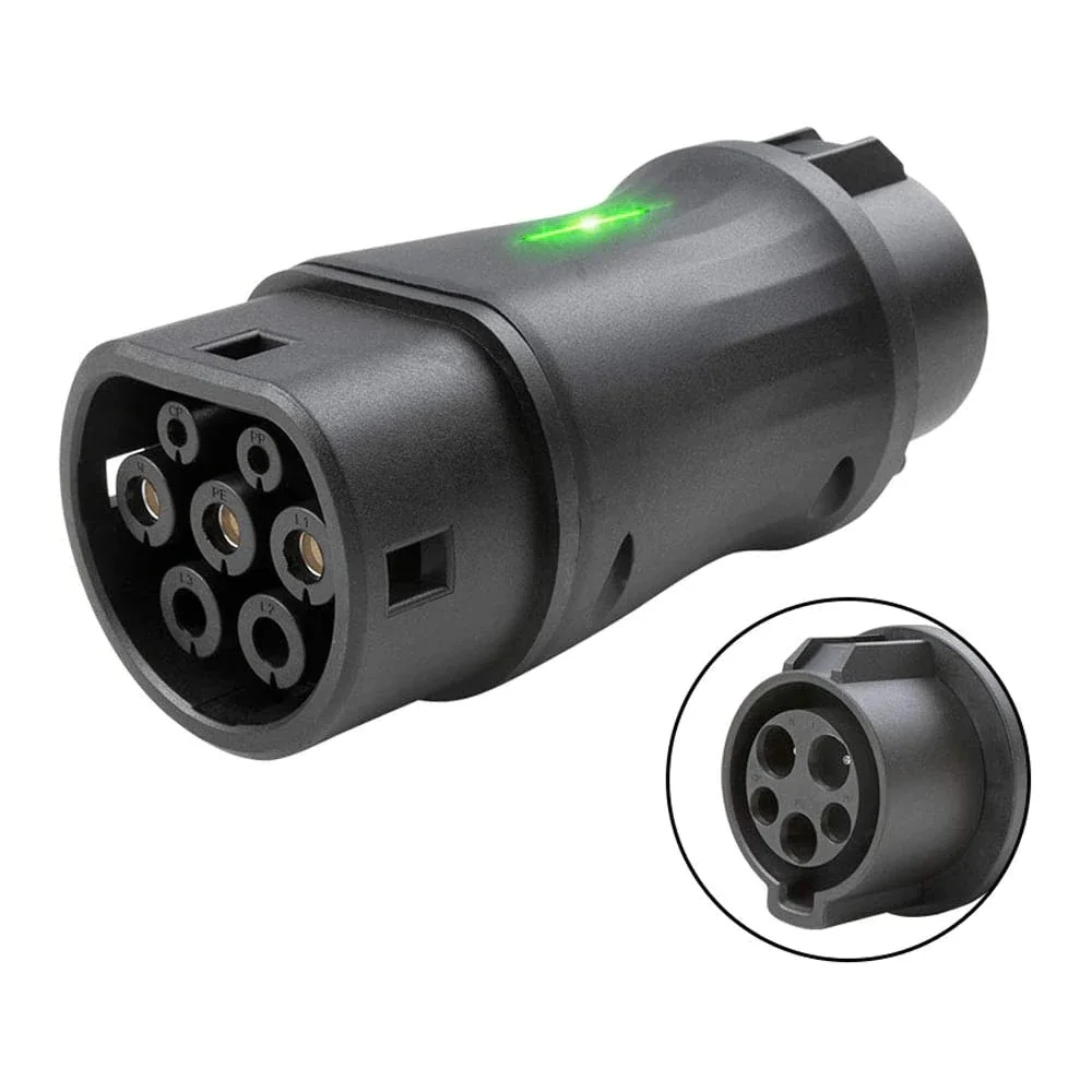 Type 1 To Type 2 Portable Ev Charger Connector 32a Ev Socket Charging Adapter