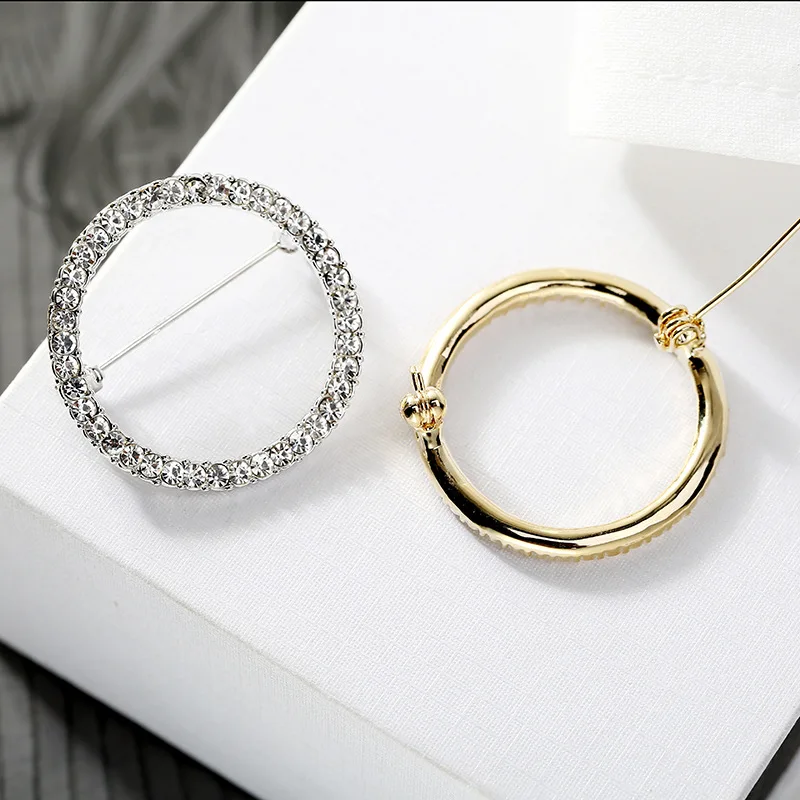 Amazon Eyeglasses Holder Brooch Reading Glasses Holder Simple Crystal Rhinestone Round Circle Ring Pin Brooch