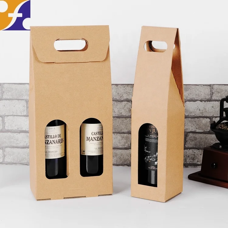 fancy paper bag two bottle packaging custom logo for champagne vodka liquor whisky wine glass