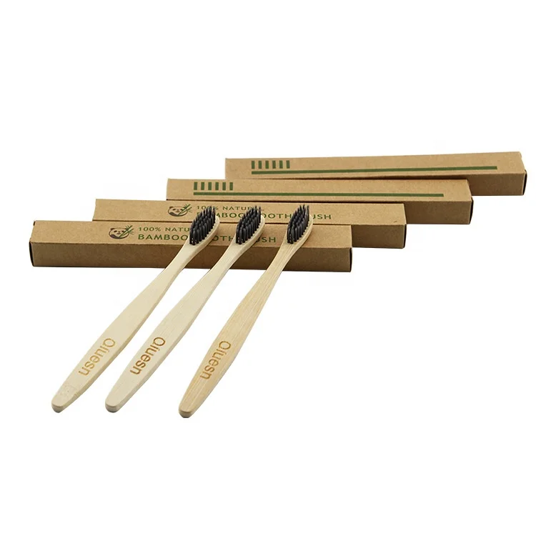 4 pcs eco friendly manufacturers usa exported bamboozled charcoal bamboo toothbrush with natural bristles