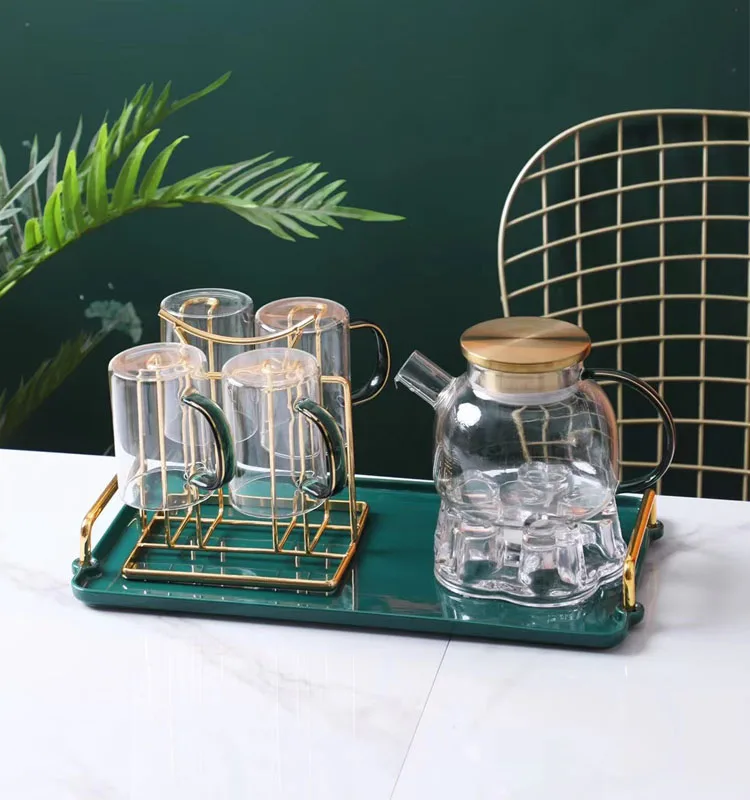 Top Quality Glass Water Cup Sets Glasses milk Juice Tea Cup Set Water Pitcher Set Home & Restaurant Juice Drinking