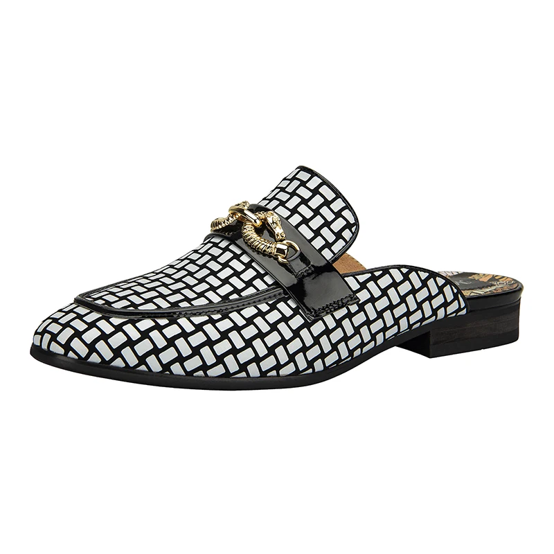 
 Mens Shoes Luxury Leather Gold Buckle Slip-on Penny Loafers  