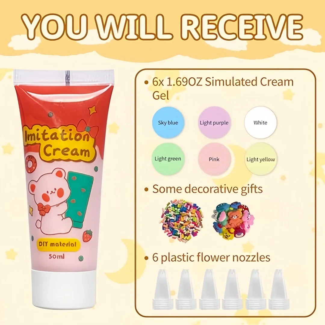 50ml Simulation Cream Adhesive Gel DIY  Whipped Cake Glue Handmade Phone Case Mirror Jewelry Accessories Playdough Slime