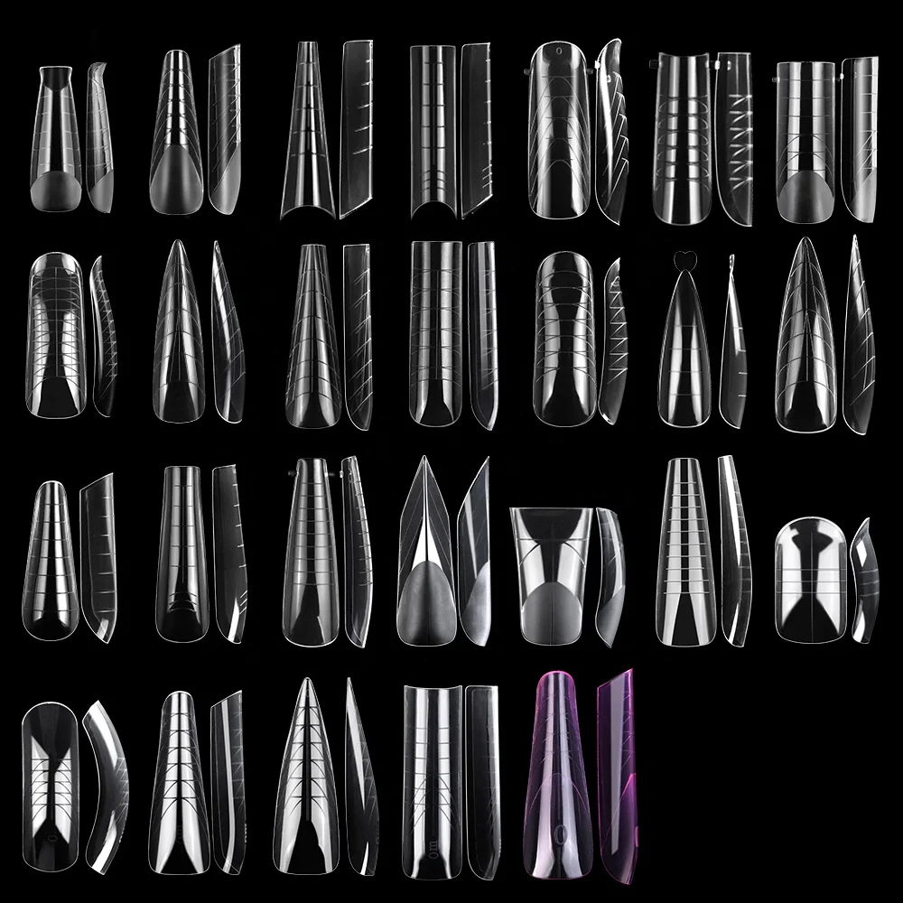 Gelsky Nail molds Plastic Nails Form Mix 12 Styles Nail Tip Forms Suit Dual Form Set