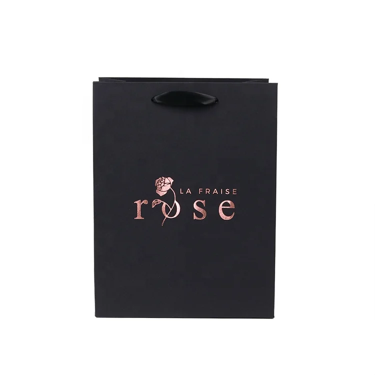 Wholesale Custom Printed Brand Logo Design Promotion Luxury Clothing Retail Gift Shopping Black Jewellery Paper Bag With Handle