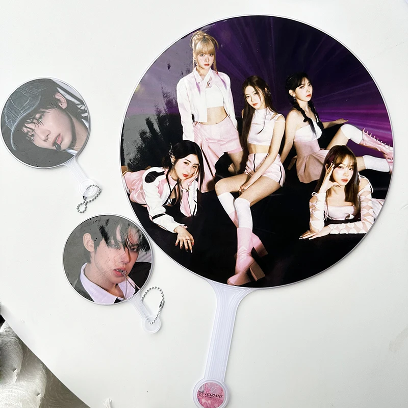 Новый мини-Веер Kpop милый двухсторонний пластиковый ПВХ в форме сердца