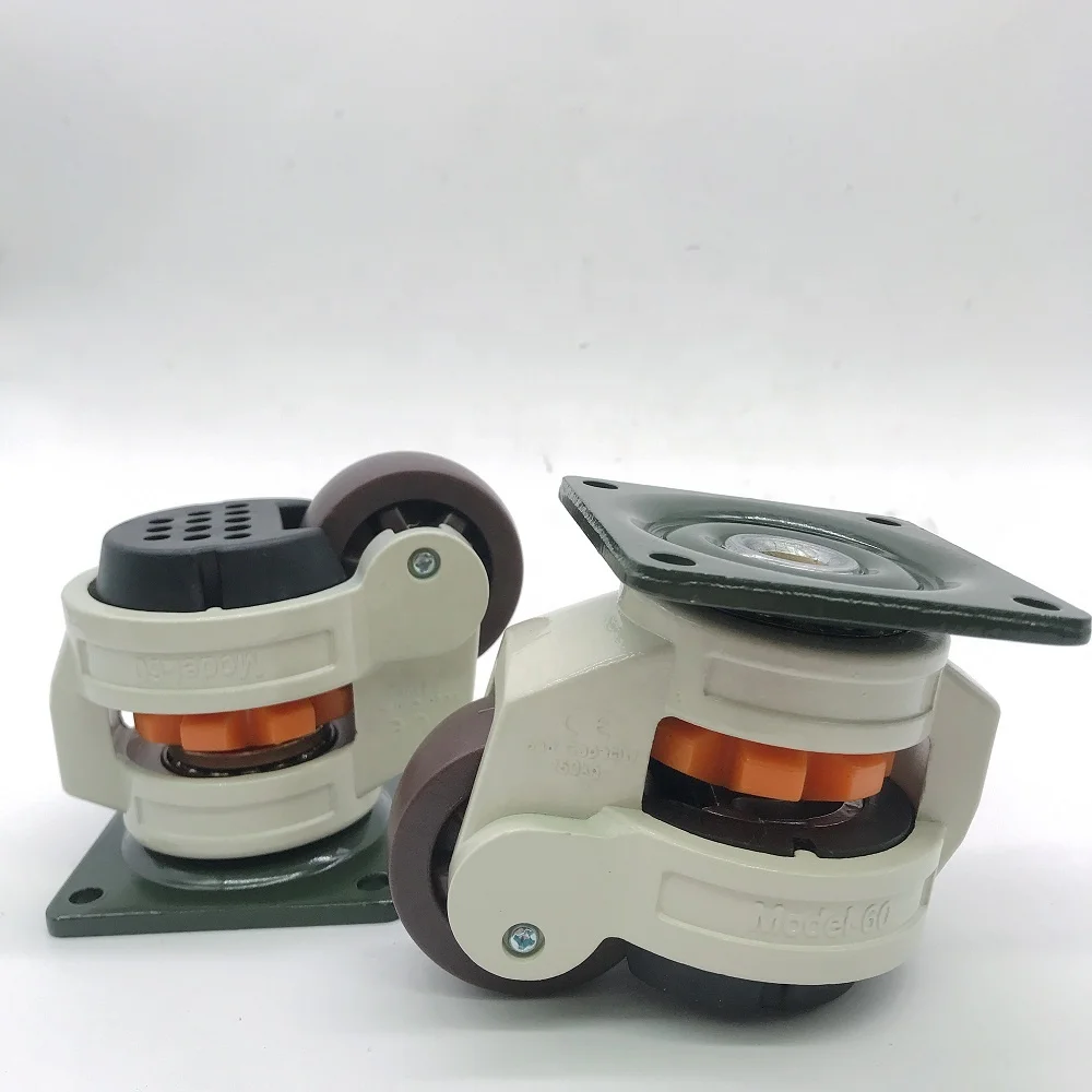 GD60F Aluminium Alloy Housing Nylon Wheel Height Adjustable Leveling Castor Wheel for Cabinet