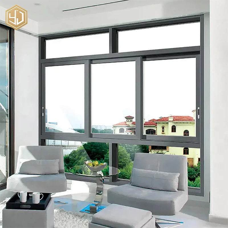 Simple Design 3C Tempered Glass Windows Aluminum Sliding Window For Villa