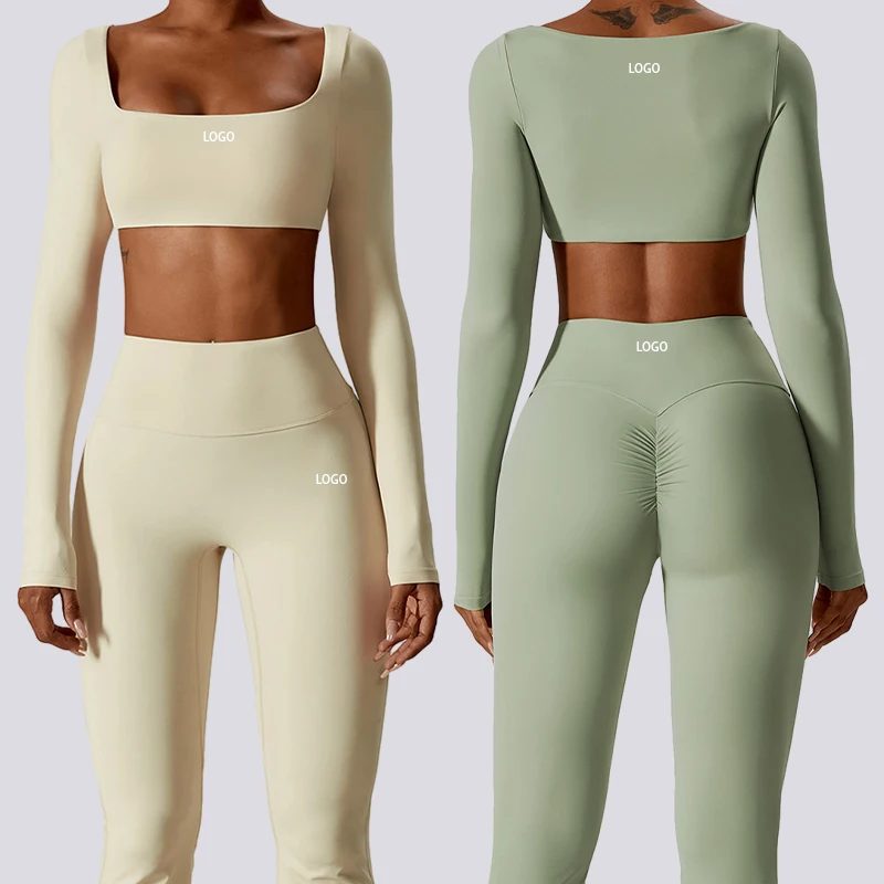 TCCX8232-2 Sports Long Sleeves Women Tank Top Nude Solid Color Cooling Naked Breathable Quick Drying Casual Yoga Crop Tops