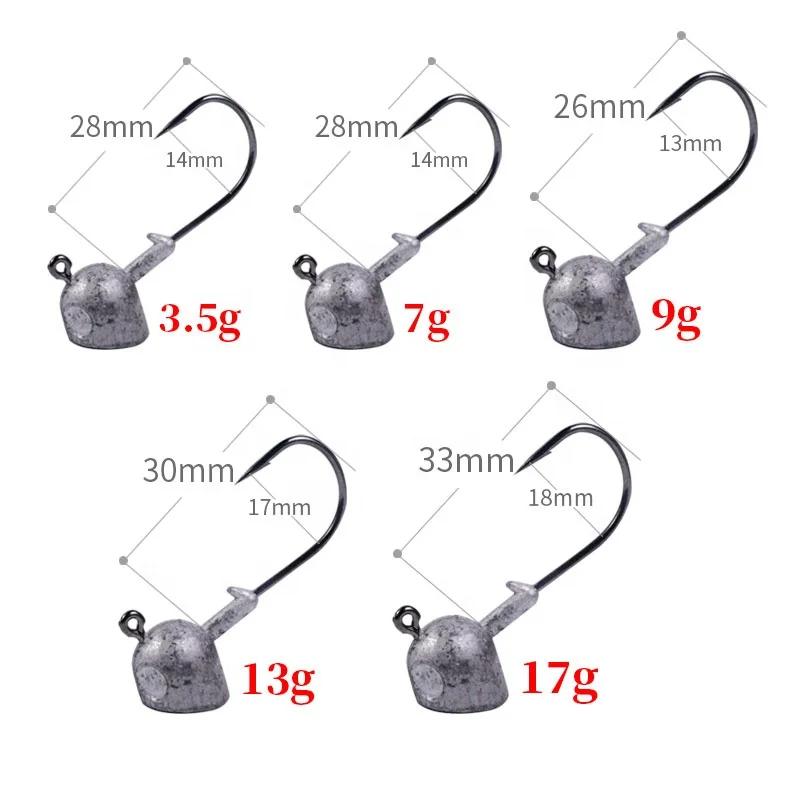 High quality  Professional long shot lead jig head hook bass fishing lead jig fishing hook