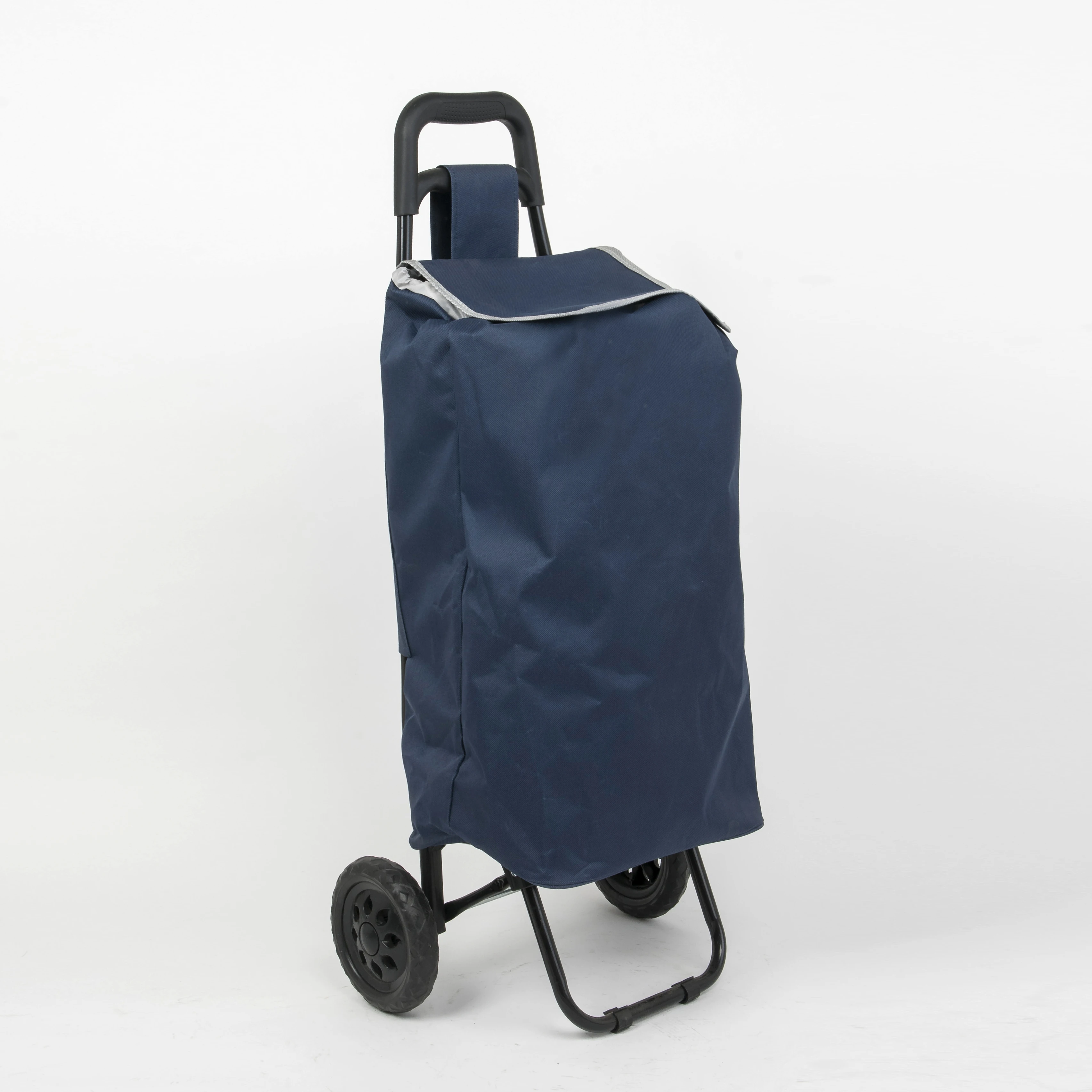 100% polyester 600D fabric foldable shopping cart folding with wheel oxford trolley