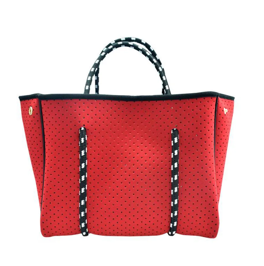 Neoprene perforated hand bag beach tote handbag