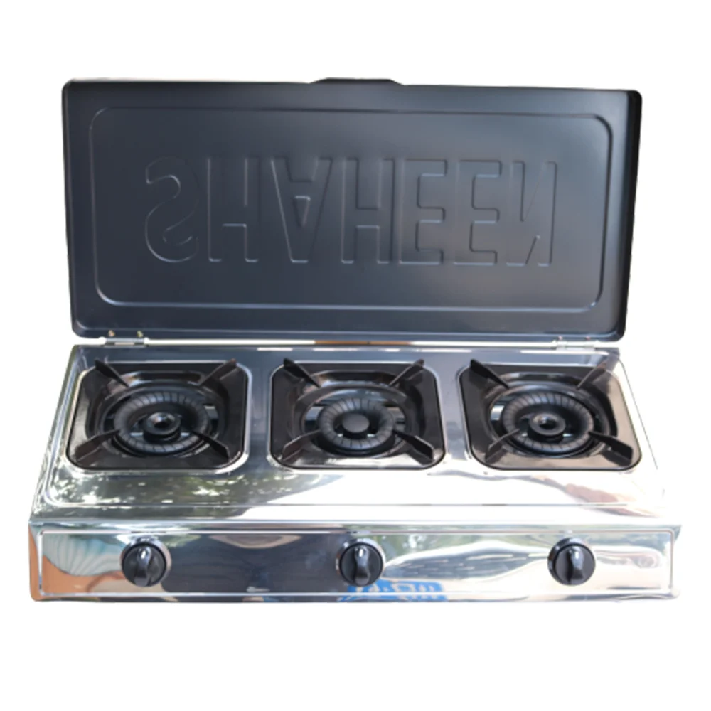 Настольная газовая плита Yukee из нержавеющей стали, 3 горелки, газовая плита, газовая плита, горячая Распродажа, Китай