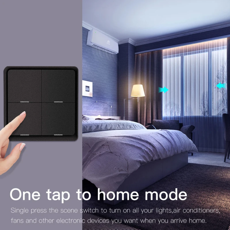 4 Gang Tuya ZigBee Wireless 12 Scene Switch Push Button Controller Battery Powered Automation Scenario For Tuya Devices