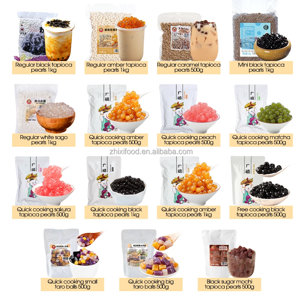 500g Quick Cooking Juicy Peach Flavor Pink Tapioca Pearls for Bubble Tea Milk Tea Coffee Shaved Ice Topping