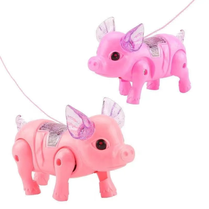 Wholesale Pigs Walking Toy Cute Cartoon Piggy String Electric Toys For Kids With Music And Light Plastic Pig Toys