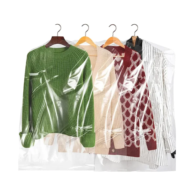 Customized Clear Breathable Plastic Garment Covers Dustproof Laundry Plastic Garment Bag