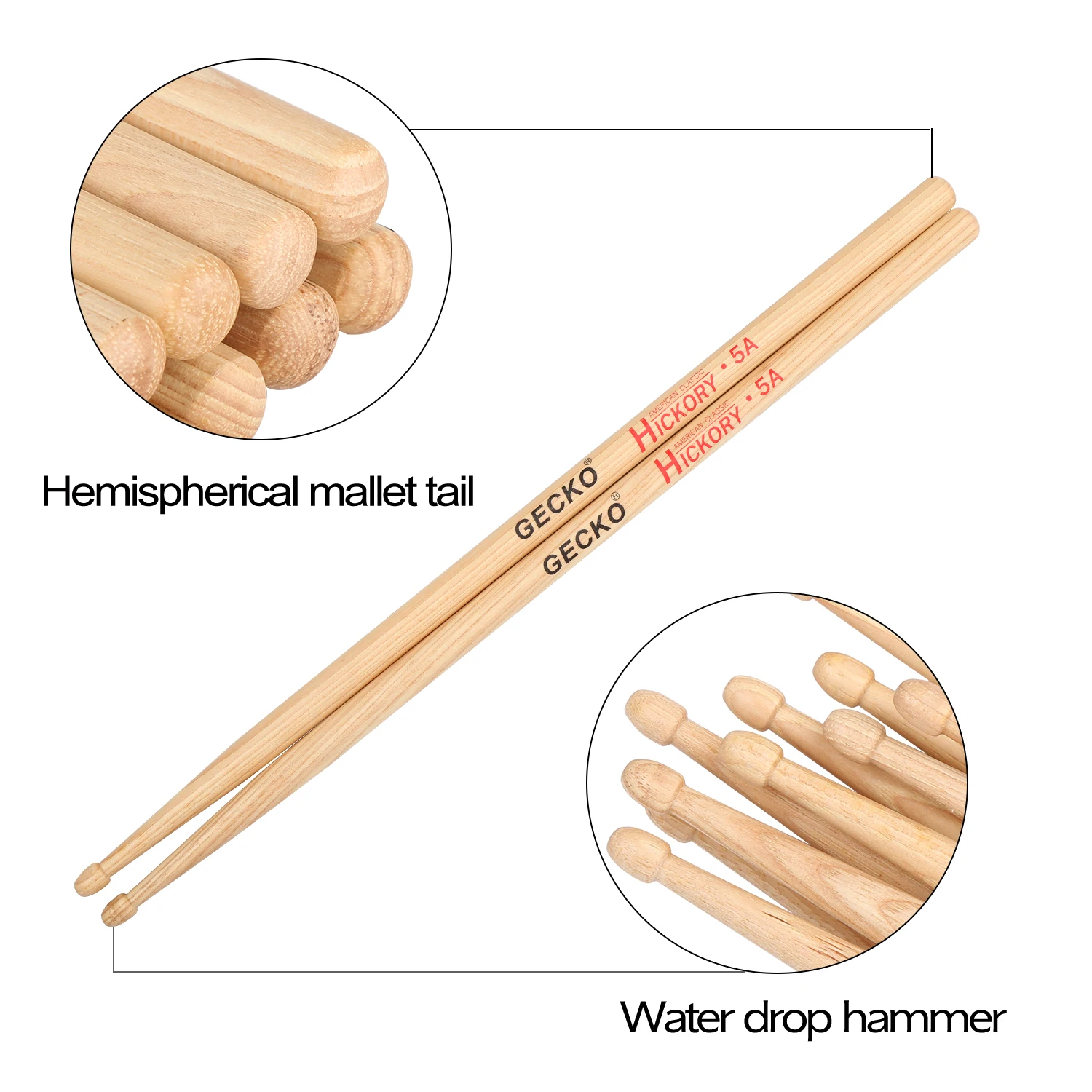 North American Pecan Natural drum stick stand drum sticks bulk drum sticks 7a