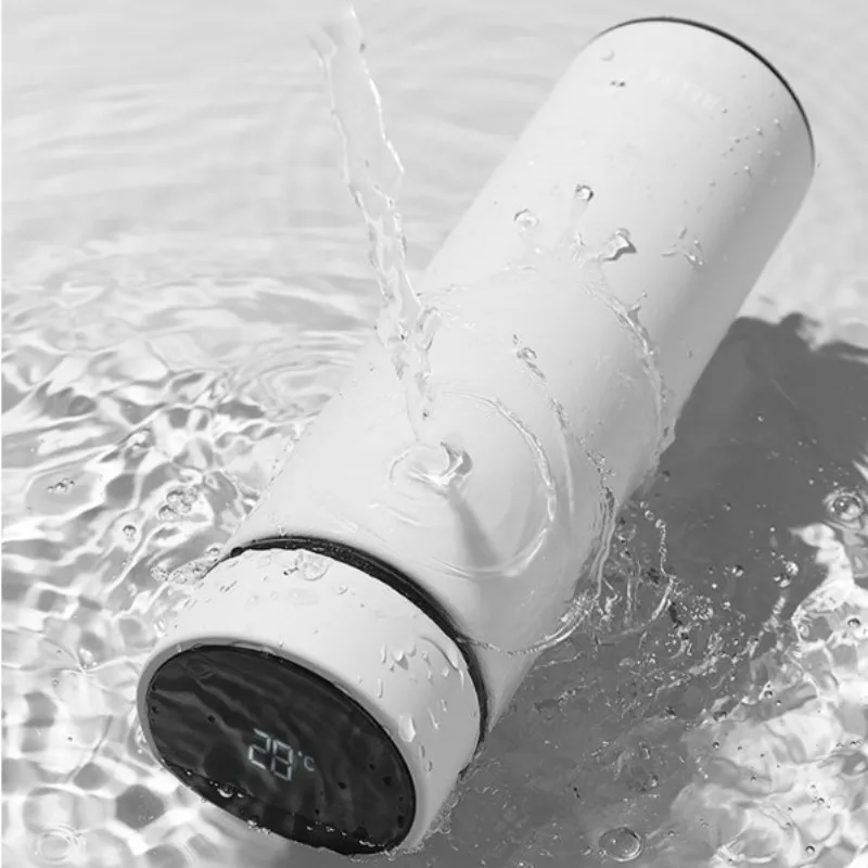 Smart Sports Water Bottle with LED Temperature Display Double Wall Vacuum Flask Thermos Office Mug Stainless Steel Minimalist