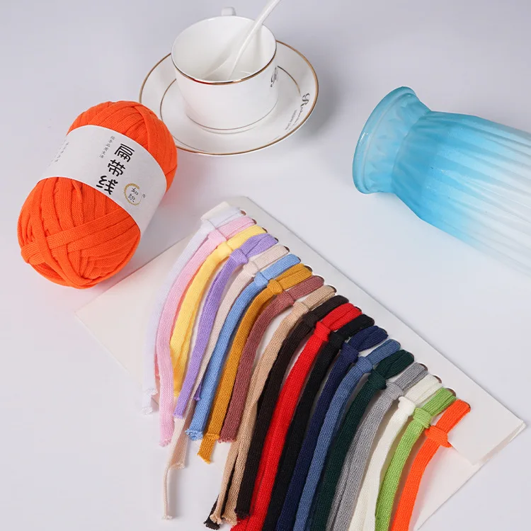 Dimuni 100g best quality wholesale cheap price hot selling Amazon ribbon yarn t shirt polyester yarn for hand knitting